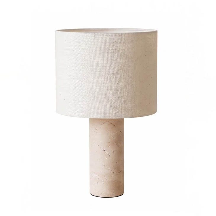 5786-T168 Linen Travertine Table Lamp